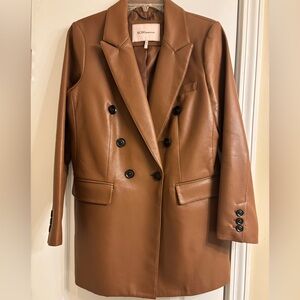 BCBGeneration Tan Faux leather, lined Double-Breasted Blazer . Thigh length